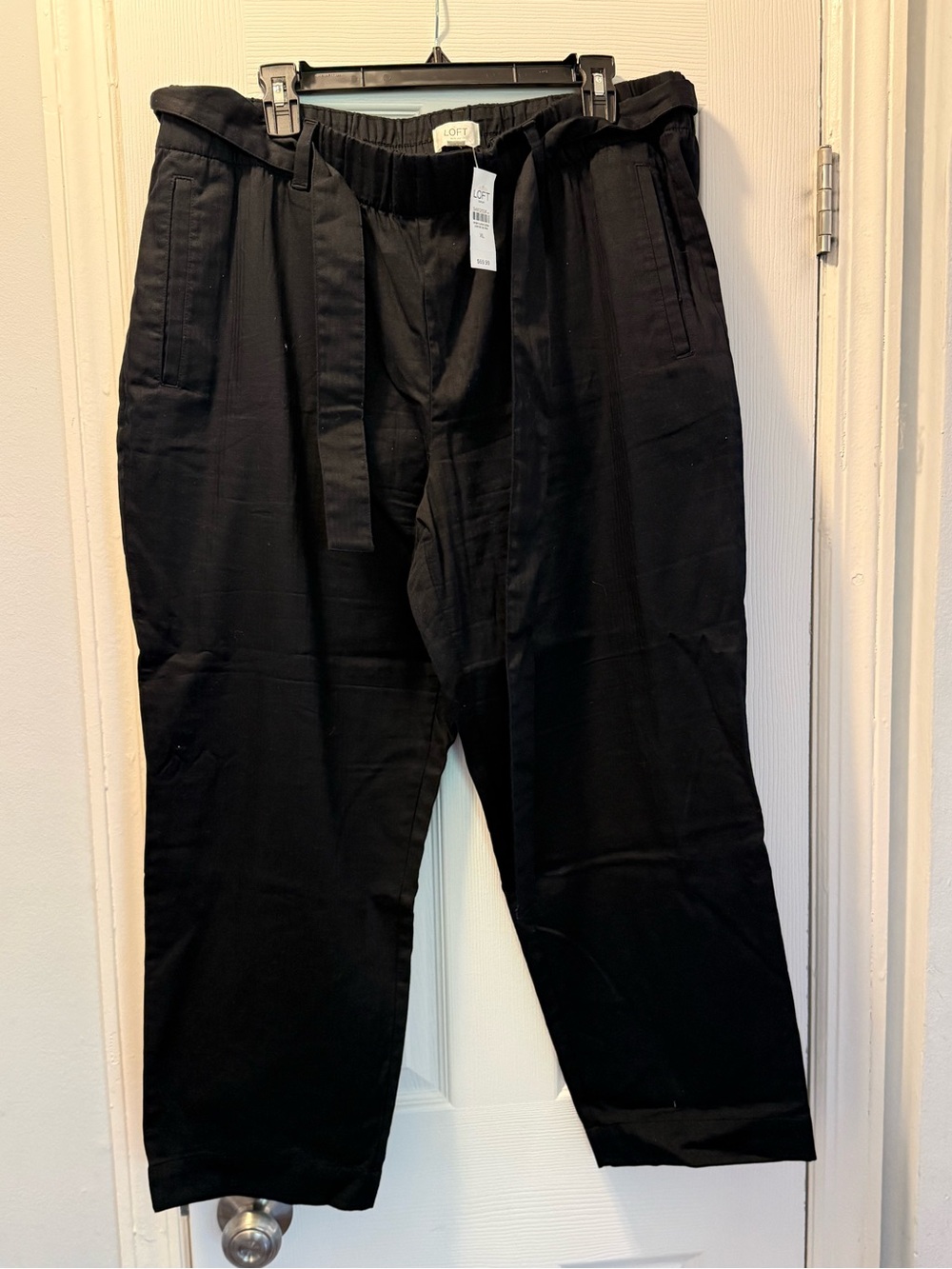 Loft Women's Black Drawstring Tapered Pants